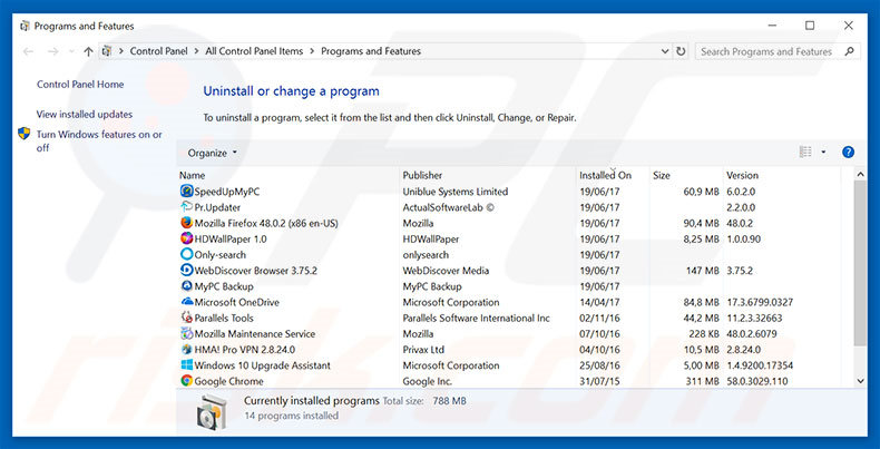 desinstalar el adware Cookies Control del Panel de control