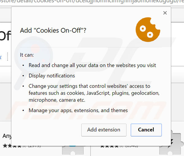 permisos adware Cookies On-Off