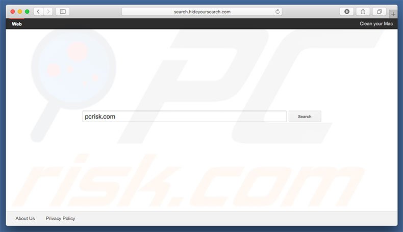 secuestrador de navegadores search.hideyoursearch.com en un equipo de Mac
