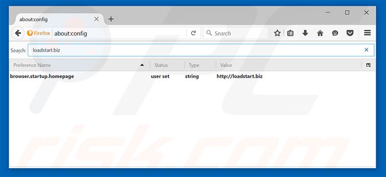 Eliminar loadstart.biz del motor de búsqueda por defecto de Mozilla Firefox