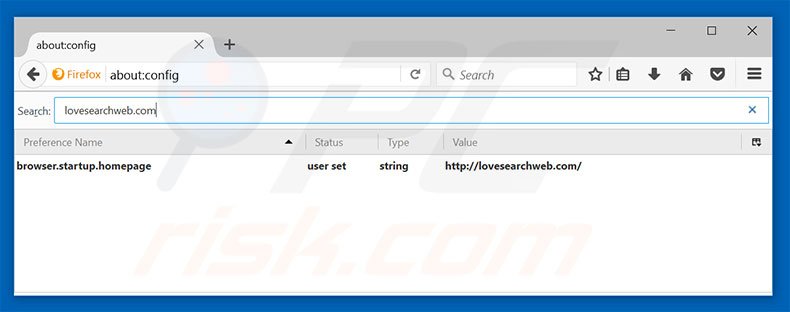 Eliminar lovesearchweb.com del motor de búsqueda por defecto de Mozilla Firefox