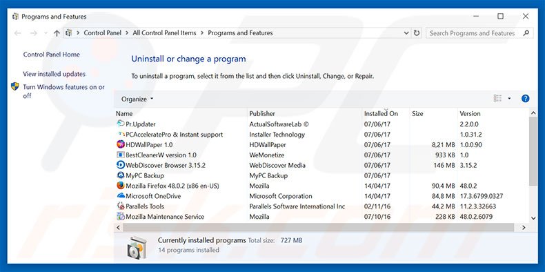 desinstalar el adware onclickmax.com del Panel de control