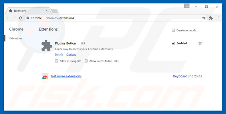 Eliminando los anuncios de Plugins Button de Google Chrome paso 2