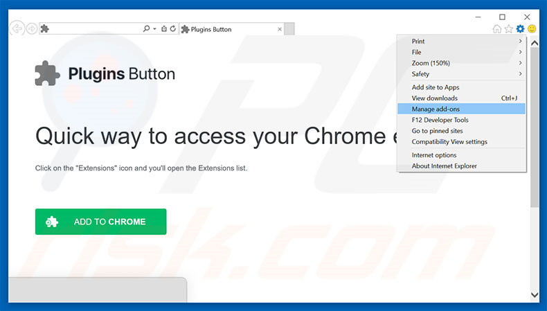Eliminando los anuncios de Plugins Button de Internet Explorer paso 1