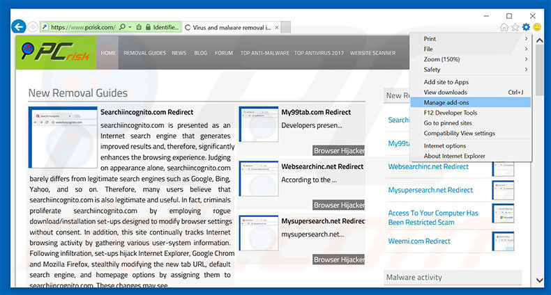 Eliminando los anuncios de syndication.exdynsrv.com de Internet Explorer paso 1