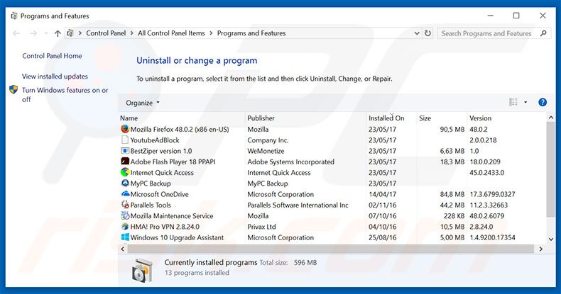 desinstalar el adware unTabs del Panel de control