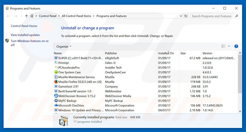 desinstalar el adware Always Weather del Panel de control