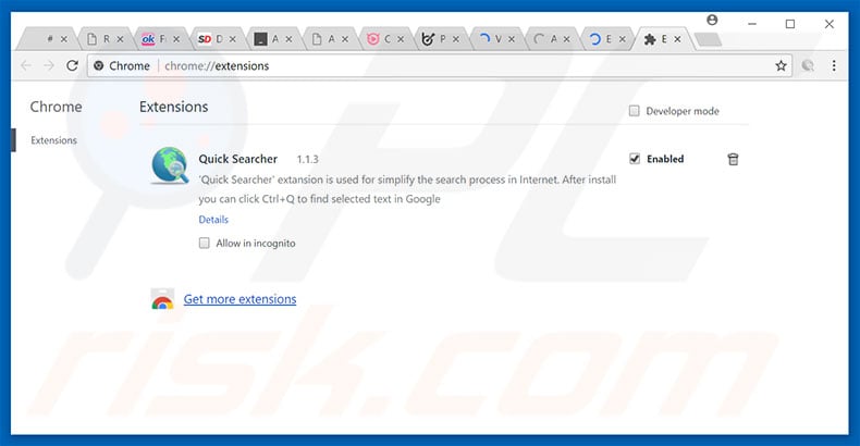 Eliminando los anuncios de Bookmarks Access de Google Chrome paso 2