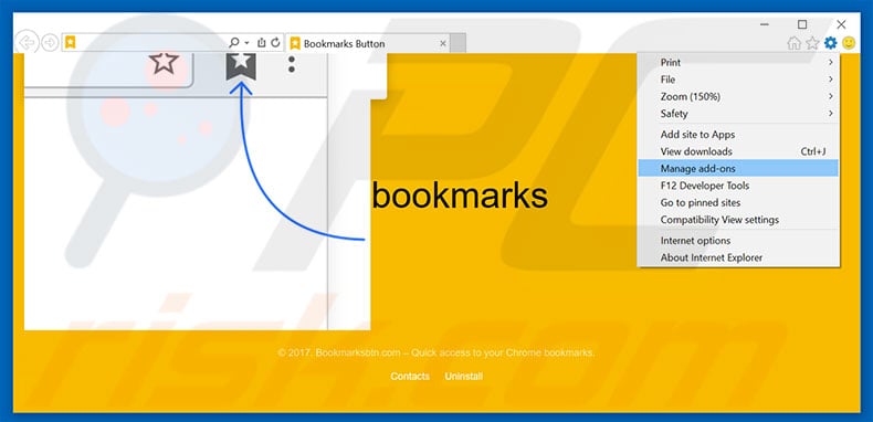 Eliminando los anuncios de Bookmarks Button de Internet Explorer paso 1