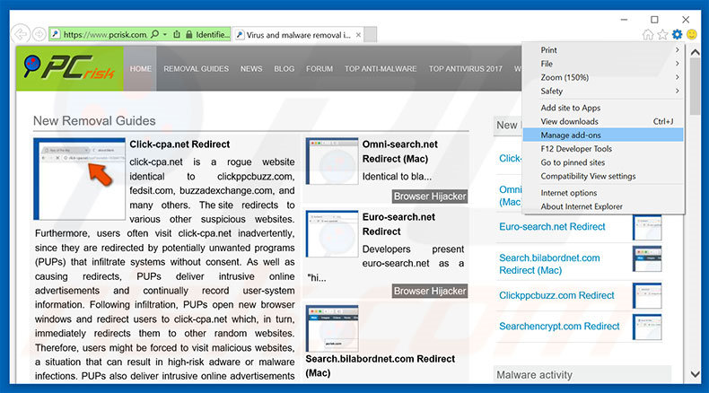 Eliminando los anuncios de clicknshare.net de Internet Explorer paso 1