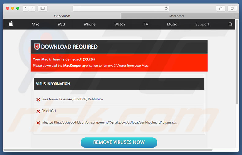 We Have Detected A Trojan Virus promocionando MacKeeper PUP