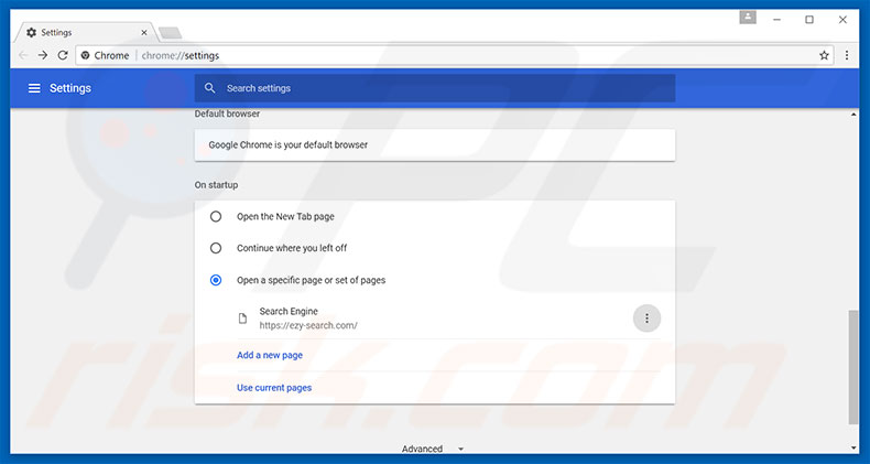 Eliminando ezy-search.com del motor de búsqueda por defecto de Google Chrome