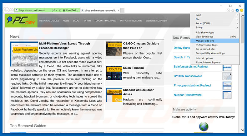 Eliminando los anuncios de Firewall detecting ‘suspicious’ incoming network connections de Internet Explorer paso 1