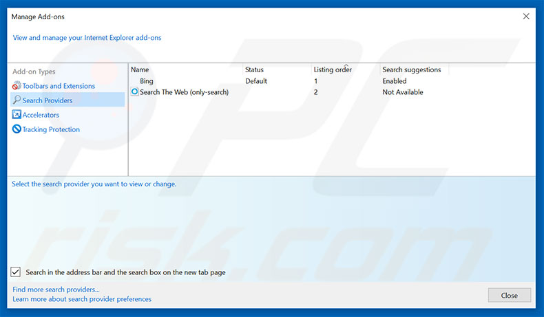 Eliminando go.myquery.net del motor de búsqueda por defecto de Internet Explorer