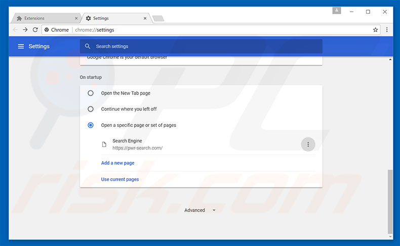 Eliminando pwr-search.com del motor de búsqueda por defecto de Google Chrome