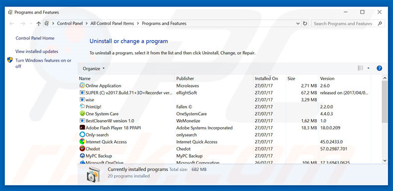 desinstalar el secuestrador de navegadores pwr-search.com desde el Panel de control