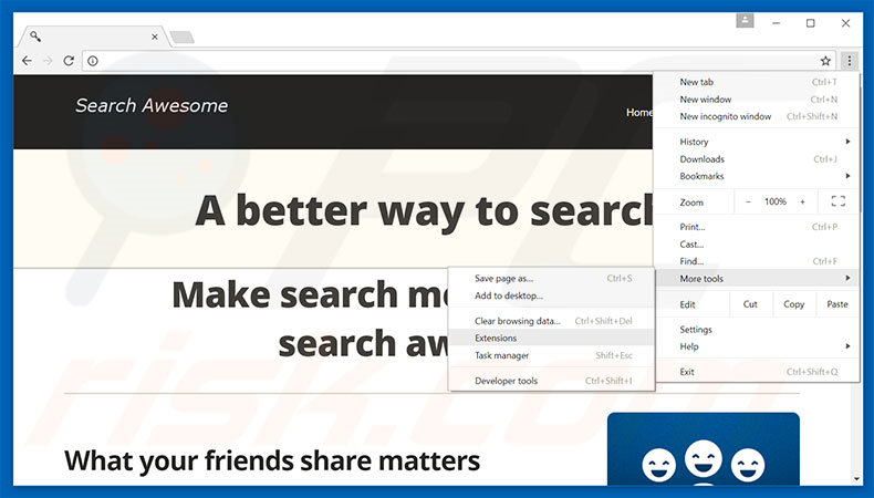 Eliminando los anuncios de Search Awesome de Google Chrome paso 1