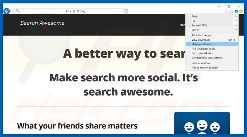 Eliminando los anuncios de Search Awesome de Internet Explorer paso 1