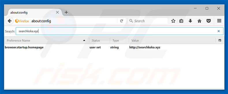 Eliminar searchkska.xyz del motor de búsqueda por defecto de Mozilla Firefox