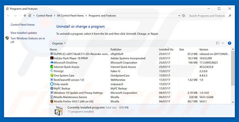 desinstalar el secuestrador de navegadores secure-surf.net desde el Panel de control