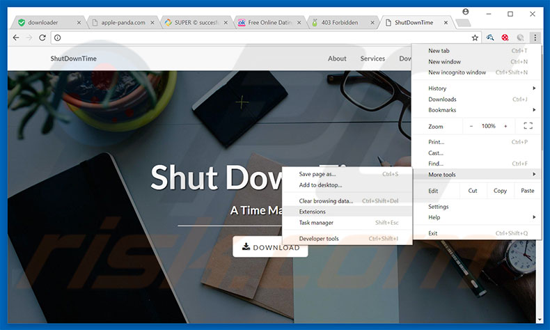 Eliminando los anuncios ShutDownTime de Google Chrome paso 1