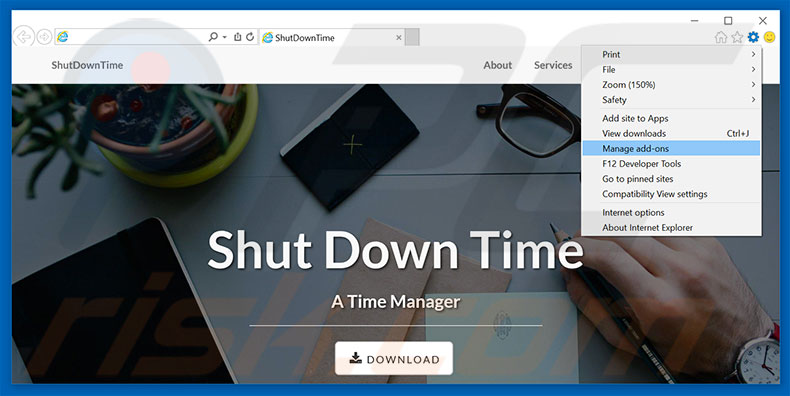 Eliminando los anuncios de ShutDownTime de Internet Explorer paso 1