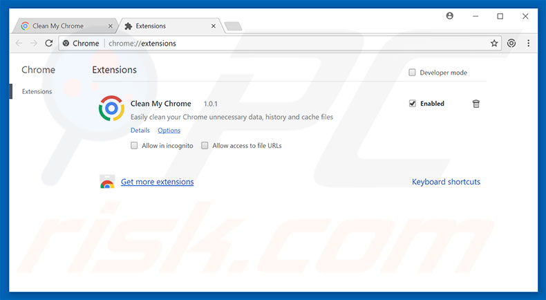 Eliminando los anuncios de Clean My Chrome de Google Chrome paso 2