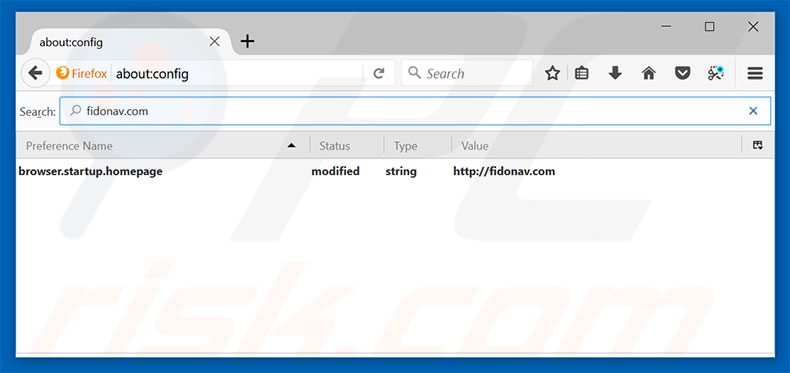 Eliminar fidonav.com del motor de búsqueda por defecto de Mozilla Firefox