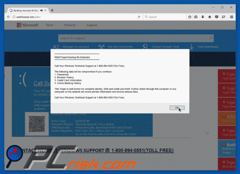 estafa RDN_Trojan_Hacking File Detected gif