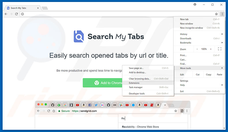 Eliminando los anuncios de Search My Tabs de Google Chrome paso 1