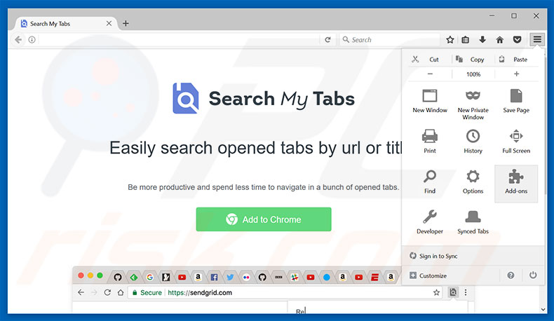 Eliminando los anuncios de Search My Tabs de Mozilla Firefox paso 1