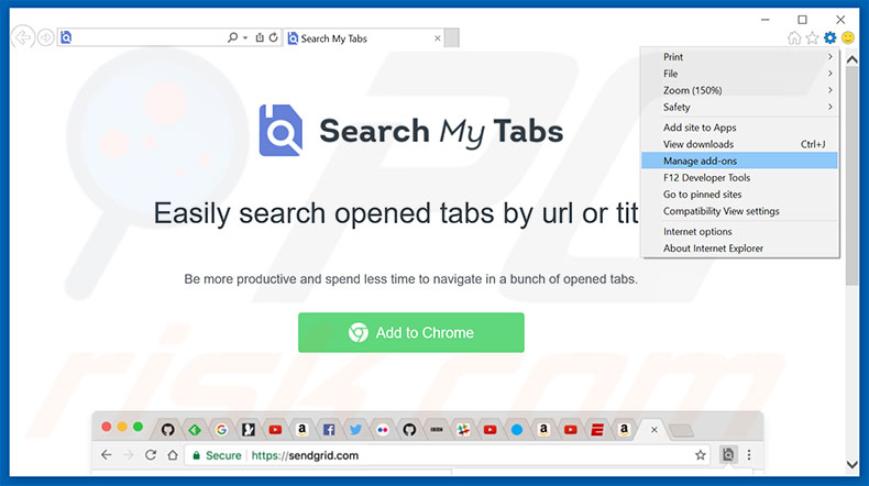 Eliminando los anuncios de Search My Tabs de Internet Explorer paso 1