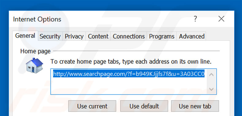 Eliminando searchpage.com de la página de inicio de Internet Explorer