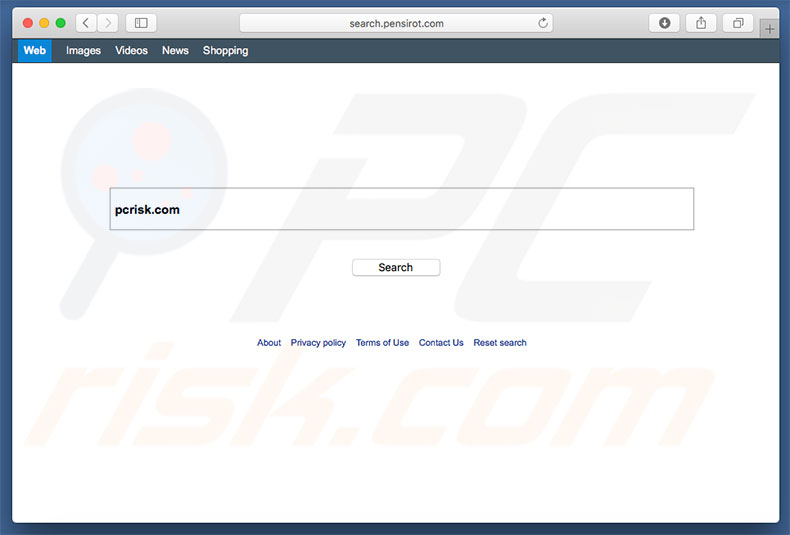 secuestrador de navegadores search.pensirot.com en un equipo de Mac