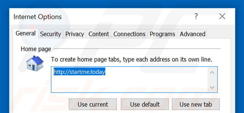 Eliminando startme.today de la página de inicio de Internet Explorer
