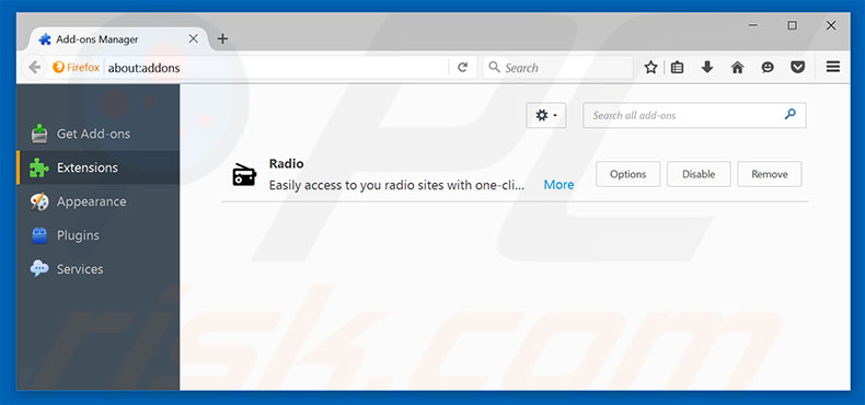 Eliminando los anuncios de Tabs To Windows de Mozilla Firefox paso 2