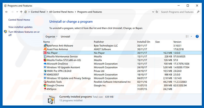 desinstalar Cyber Security del Panel de control