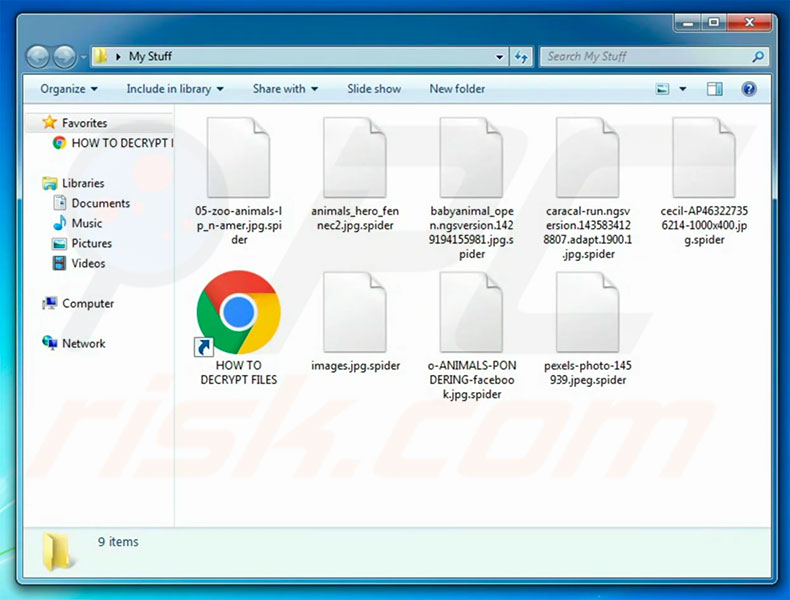 Archivos cifrados por File Spider