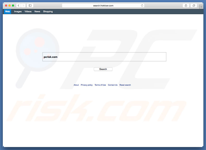 secuestrador de navegadores search.froktiser.com en un equipo de Mac