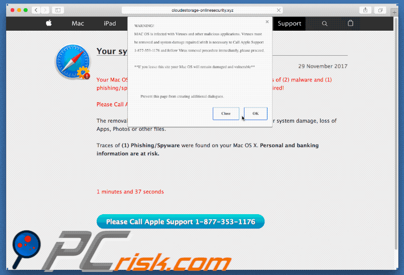 mac os is infected with viruses scam