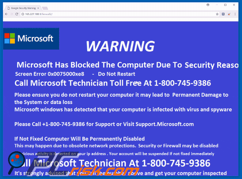 Estafa Microsoft ha bloqueado el ordenador