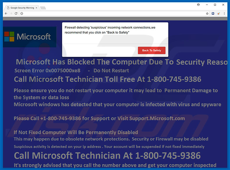 El adware Microsoft ha bloqueado el ordenador