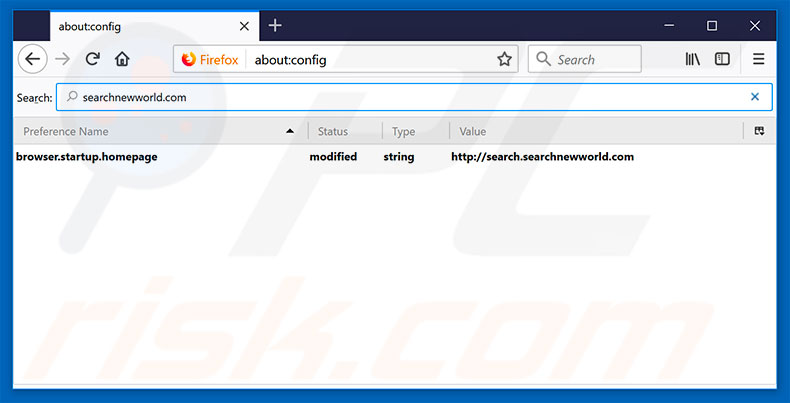Eliminar searchnewworld.com del motor de búsqueda por defecto de Mozilla Firefox