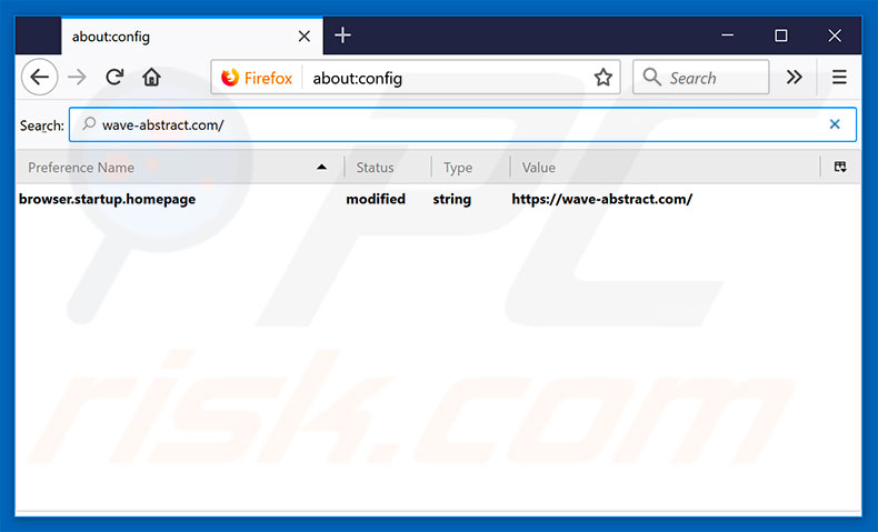 Eliminando wave-abstract.com del motor de búsqueda predeterminado de Mozilla Firefox