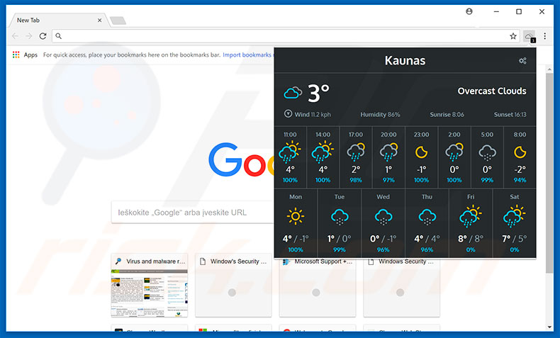 Weather For Chrome Adware