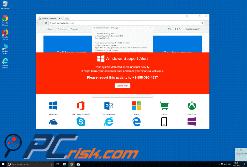 estafa Windows Support Alert gif