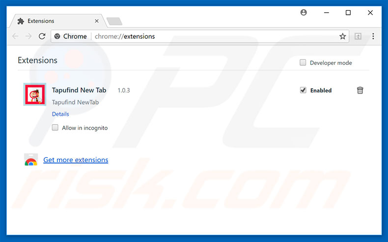 Eliminando los anuncios de Bitcoin Virus de Google Chrome paso 2