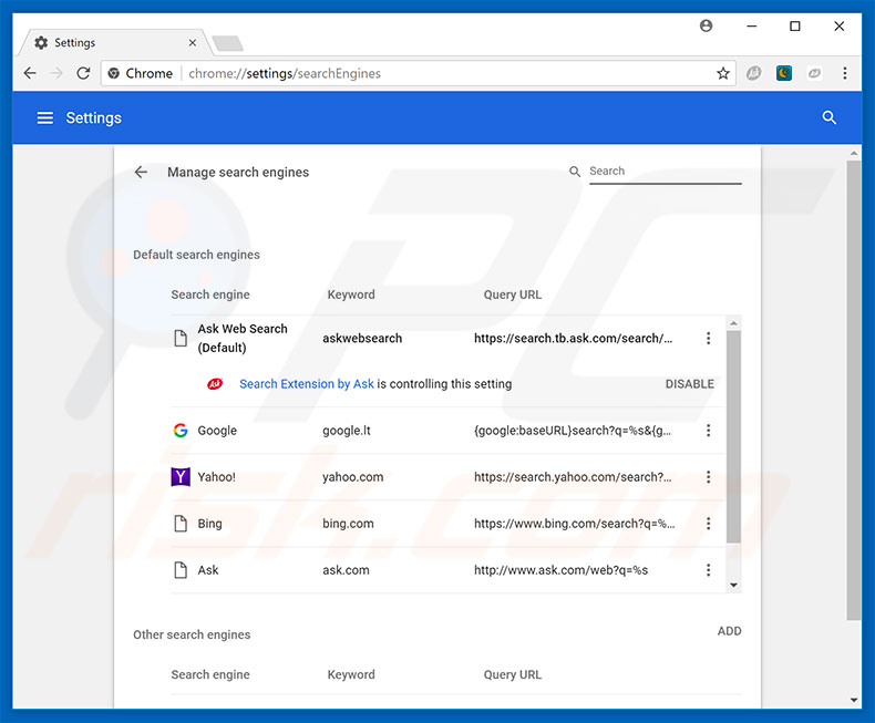 Quitando el secuestrador de navegadores del buscador predeterminado de Google Chrome