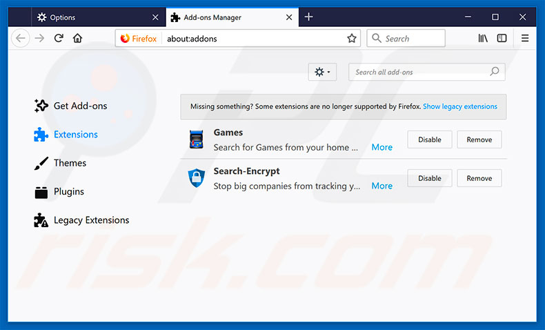 Eliminando chromesearch.online de las extensiones de Mozilla Firefox