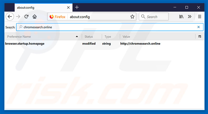 Eliminar chromesearch.online del motor de búsqueda por defecto de Mozilla Firefox